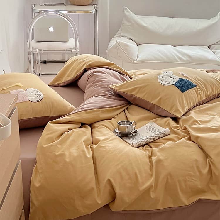 Bộ chăn ga vỏ gối cotton thêu hình chú chó MM3122 7