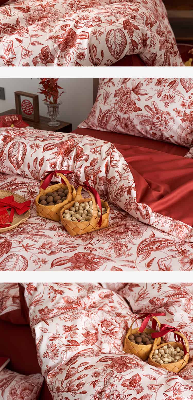 Bộ chăn ga vỏ gối sợi bông họa tiết ngàn hoa JJ7326 4