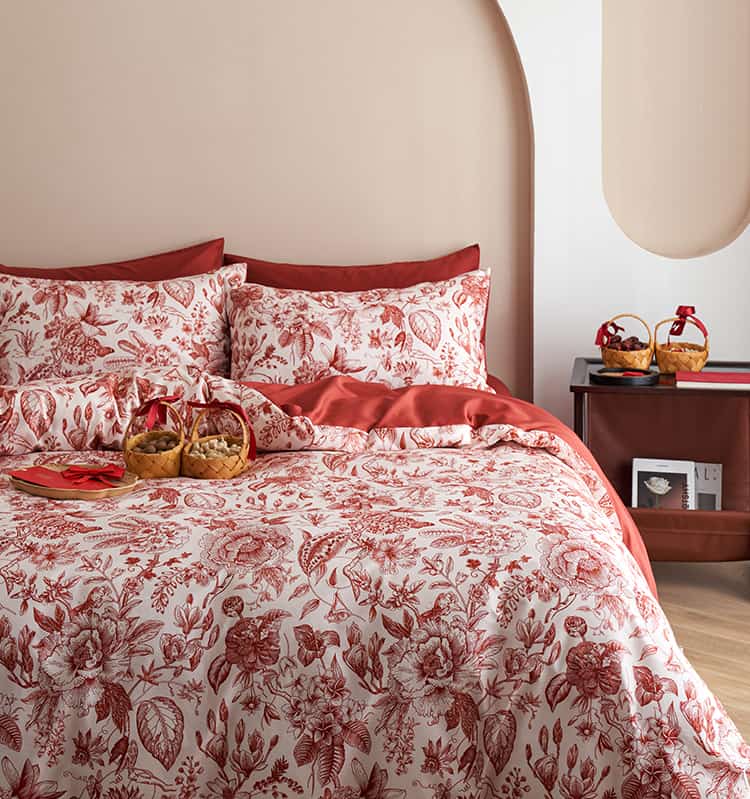 Bộ chăn ga vỏ gối sợi bông họa tiết ngàn hoa JJ7326