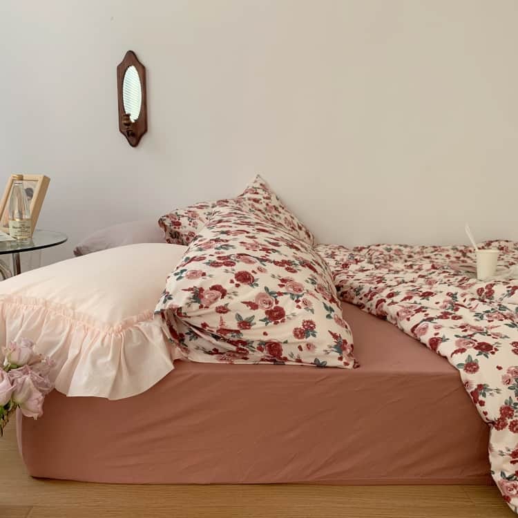 Bộ chăn ga gối cotton hoa hồng quyến rũ ZH5911 16
