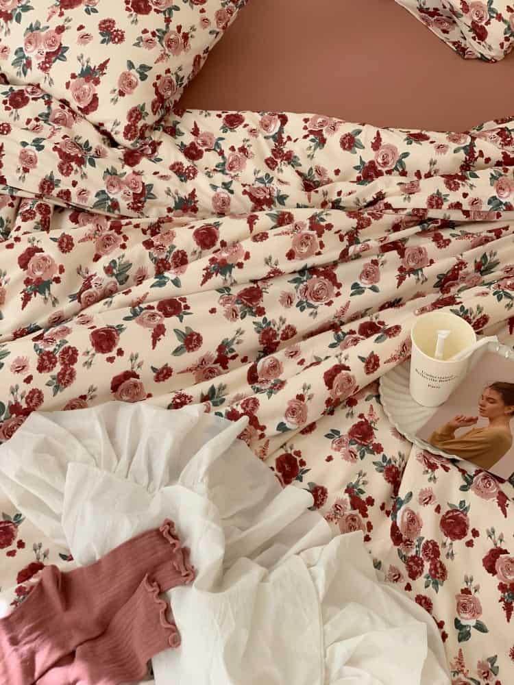 Bộ chăn ga gối cotton hoa hồng quyến rũ ZH5911 14