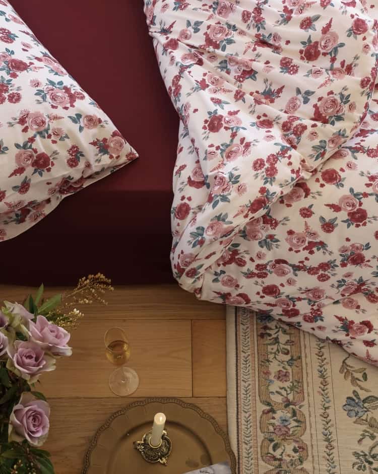 Bộ chăn ga gối cotton hoa hồng quyến rũ ZH5911 10