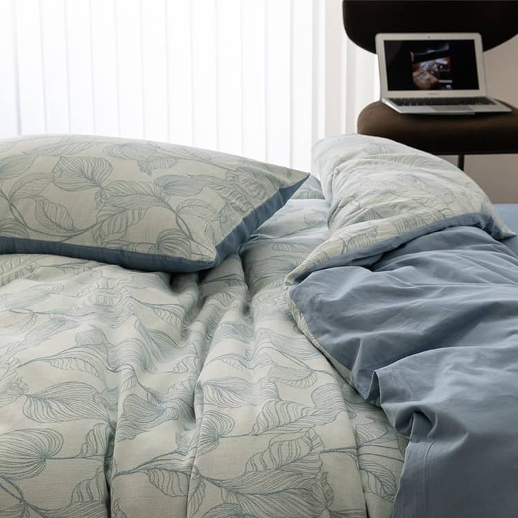 Bộ chăn ga gối cotton màu xanh da trời JJ7000 9