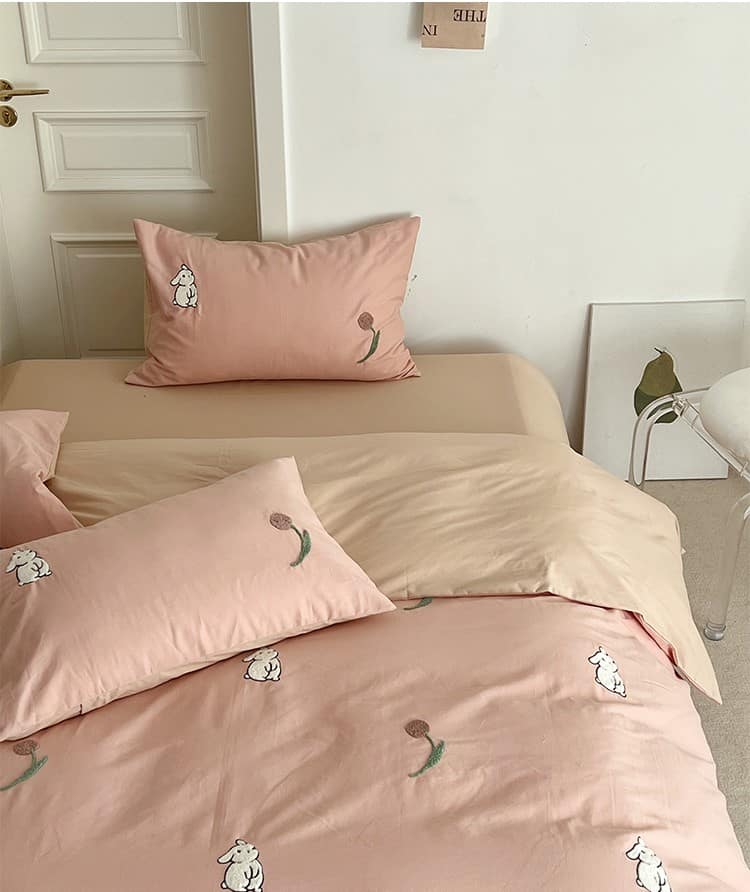 Bộ chăn ga gối cotton thêu hoa tulip MM4313 4