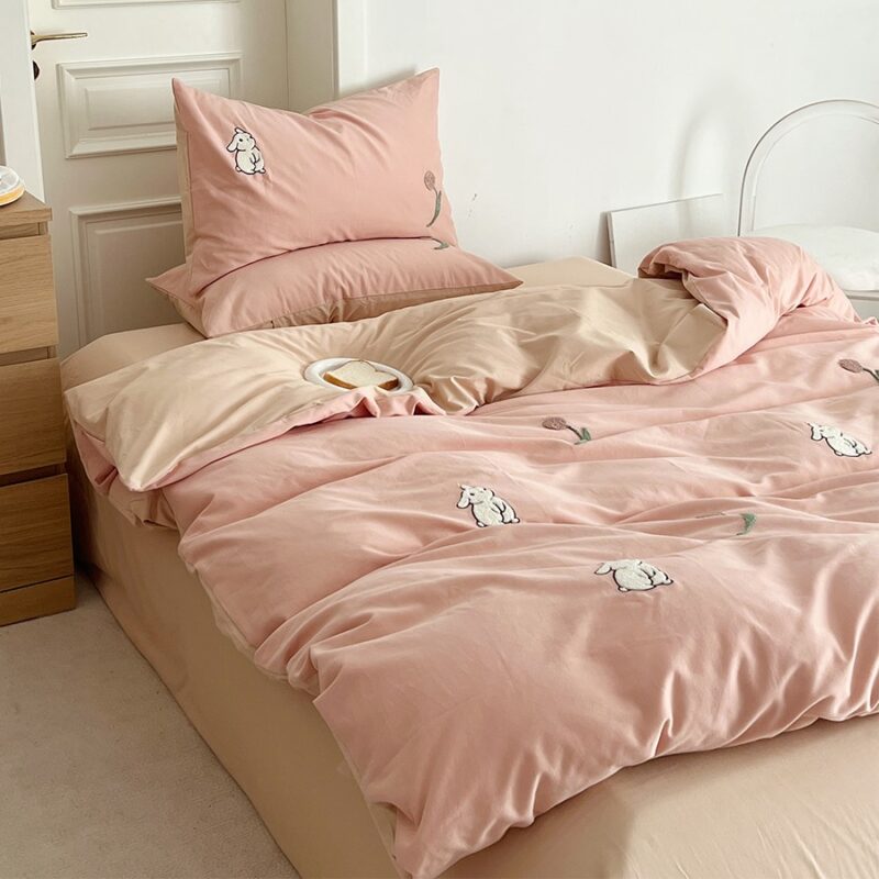 Bộ chăn ga gối cotton thêu hoa tulip MM4313