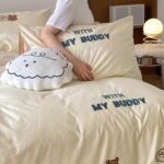 Bộ chăn ga gối cotton thêu hoạt hình Puppy MM6768
