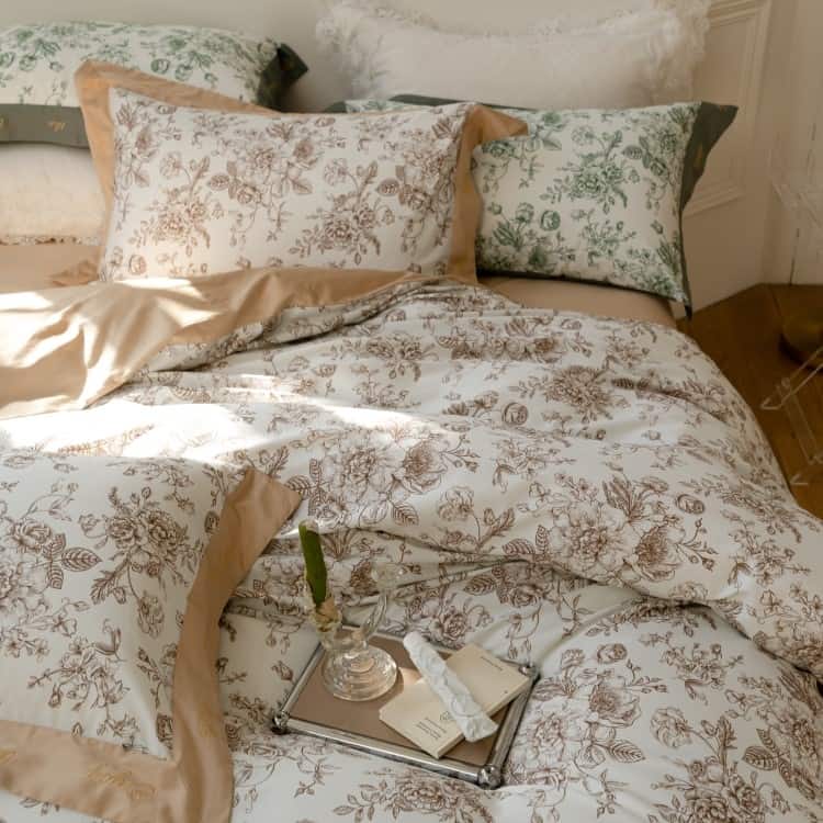 Bộ chăn ga gối họa tiết hoa sang trọng ZH1597 20