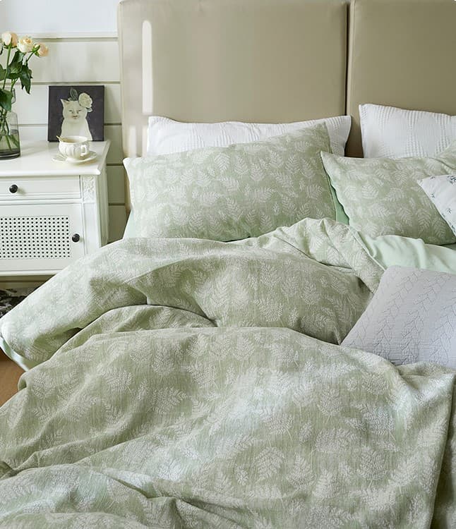 Bộ chăn ga gối họa tiết lá dương xỉ MM9528B 5