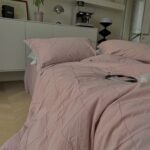 Bộ chăn ga gối màu hồng họa tiết hình thoi MM1884B
