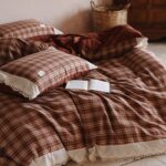 Bộ chăn ga gối phối ren họa tiết ca rô ZH8146