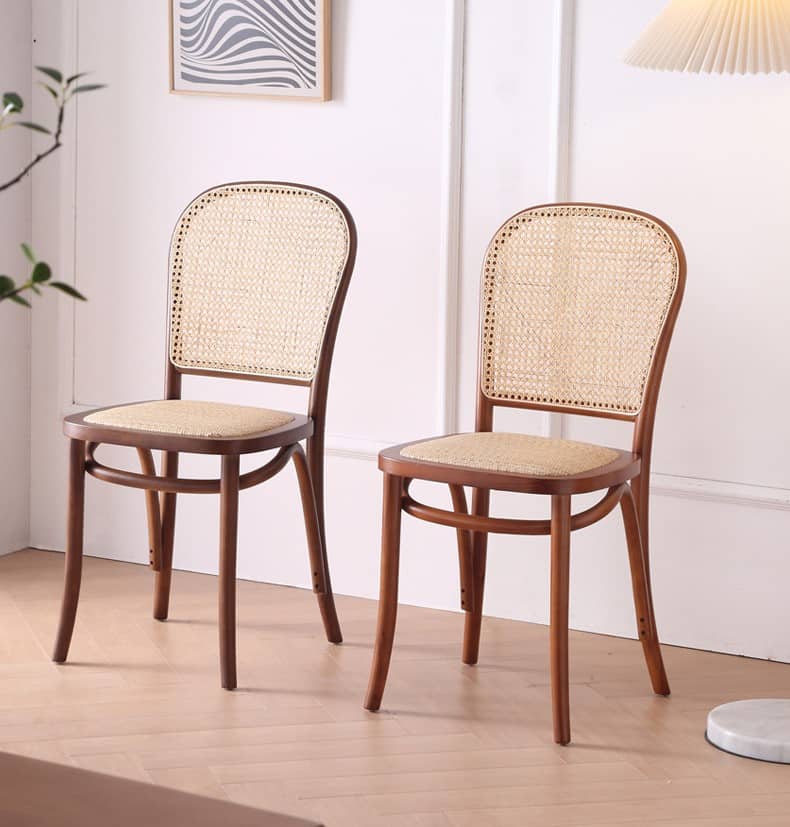Ghế ăn gỗ sồi lưng mây đan cao cấp JX6815 6