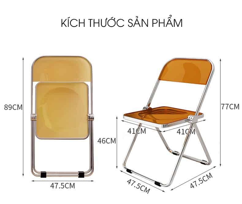 Ghế ăn xếp gọn trong suốt khung thép cao cấp FC001 14