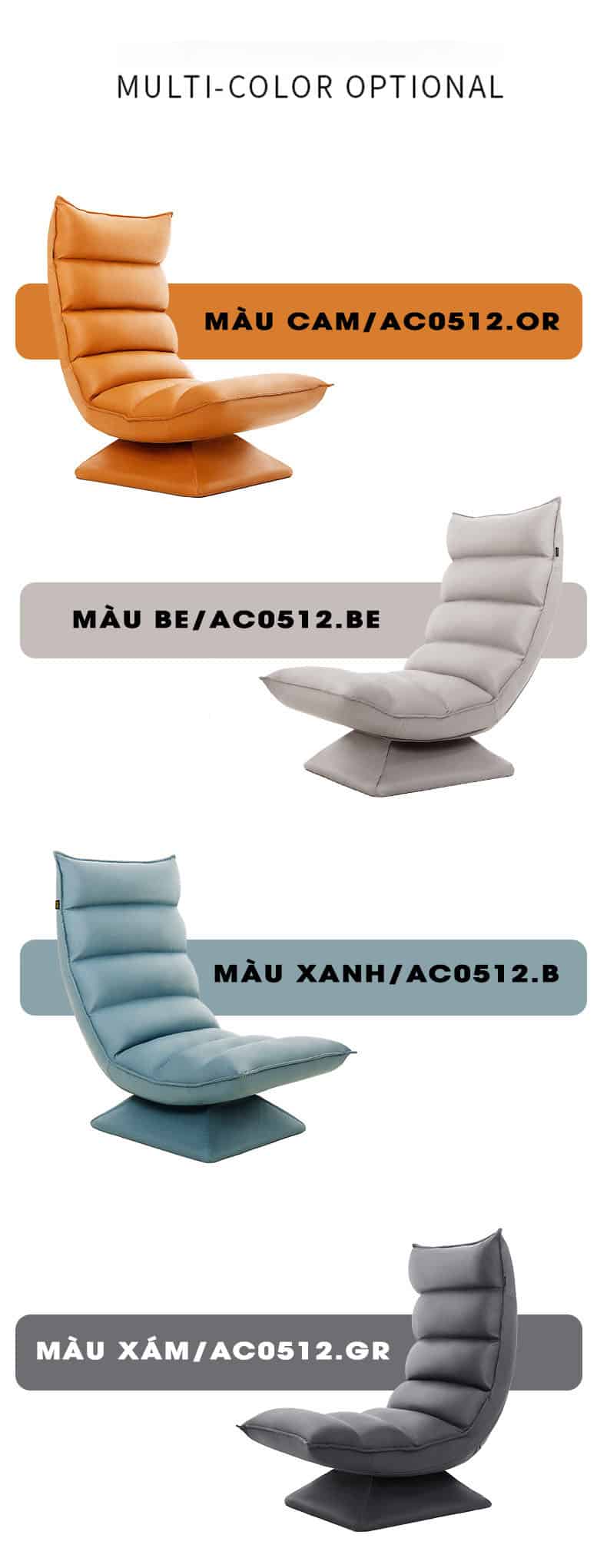 Ghế sofa lười chân xoay kiểu dáng hiện đại AC0512 7