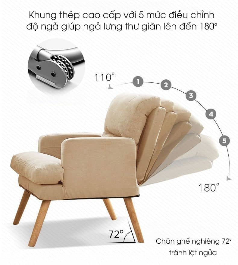 Ghế sofa lười thư giãn đọc sách kèm đôn WS6095 10