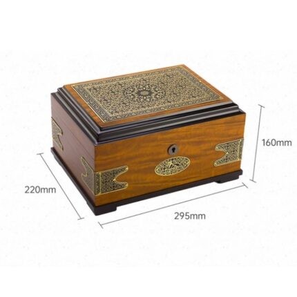Hộp giữ ẩm cigar bằng gỗ họa tiết cổ điển LBS6410