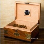 Hộp giữ ẩm cigar bằng gỗ họa tiết cổ điển LBS6410 (5)