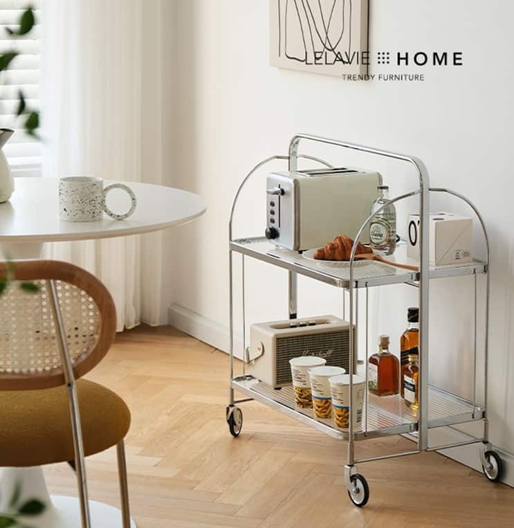 Kệ xe đẩy 2 tầng decor trang trí phòng GT6628 7