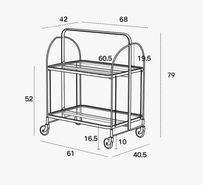 Kệ xe đẩy 2 tầng decor trang trí phòng GT6628 13