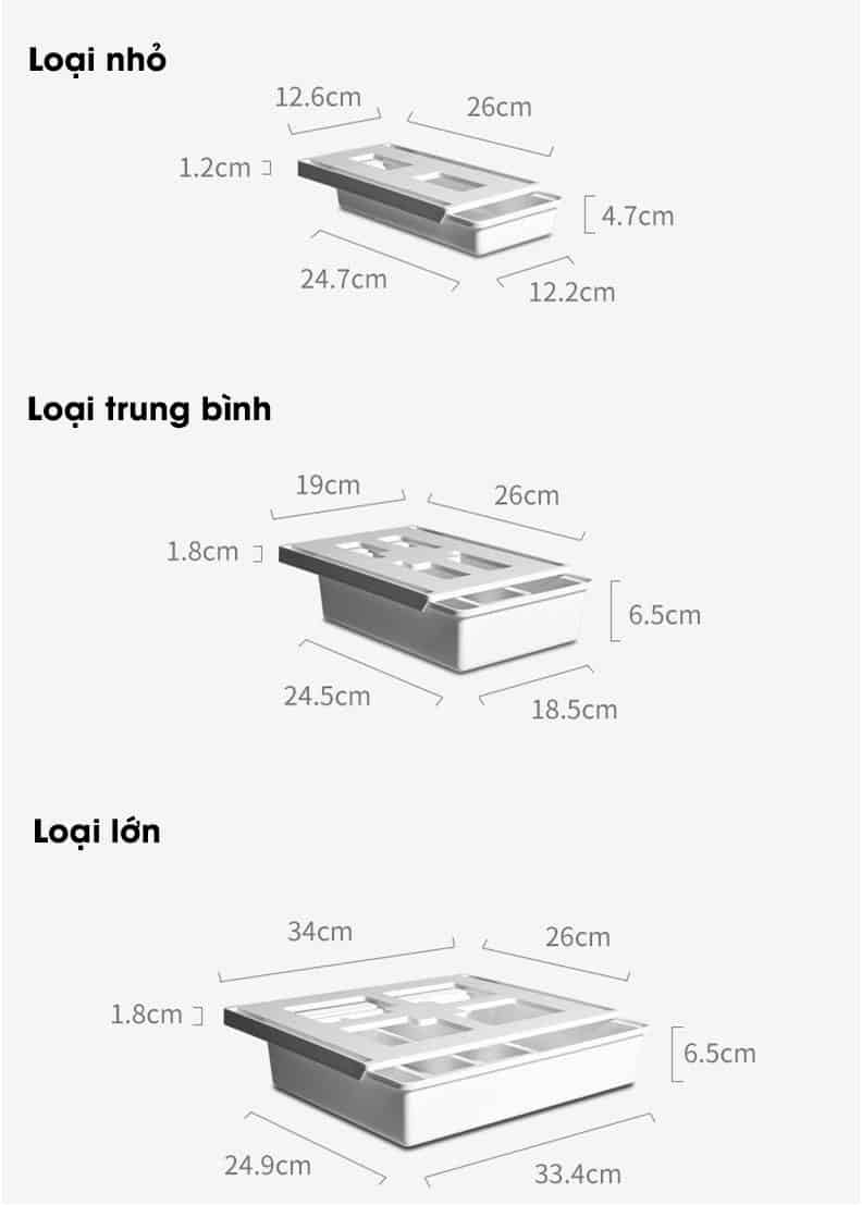 Ngăn kéo tự dính dưới hộc tủ bàn làm việc HZ1356 11