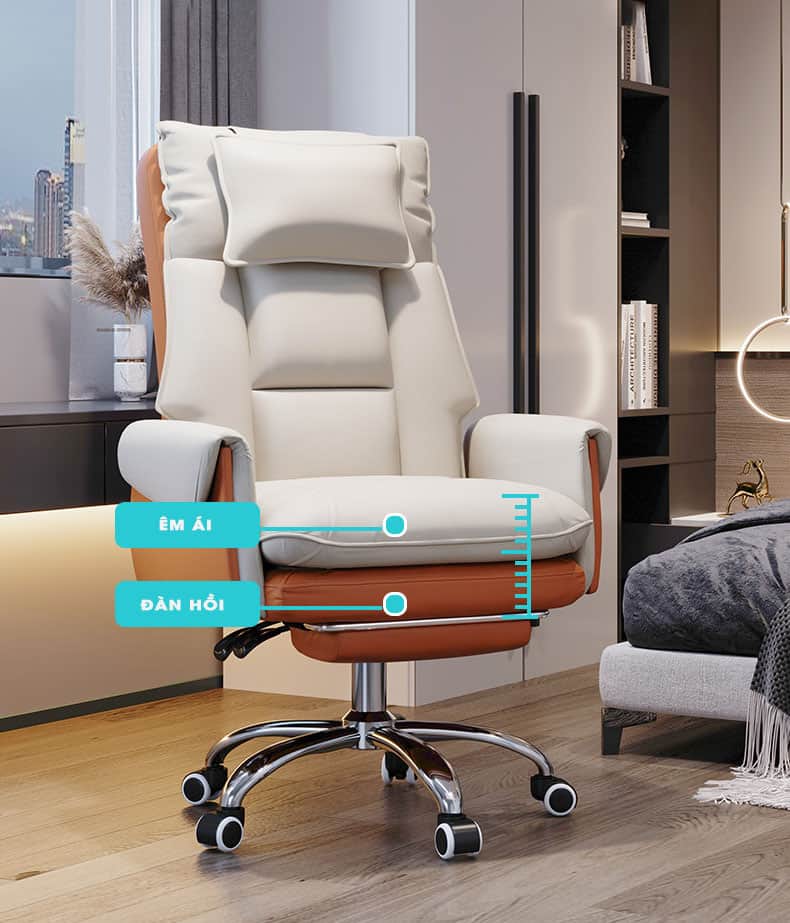 Ghế da văn phòng tựa lưng chân xoay LKQ6586 11