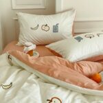 Bộ chăn ga vỏ gối màu cam sữa dễ thương MM6899