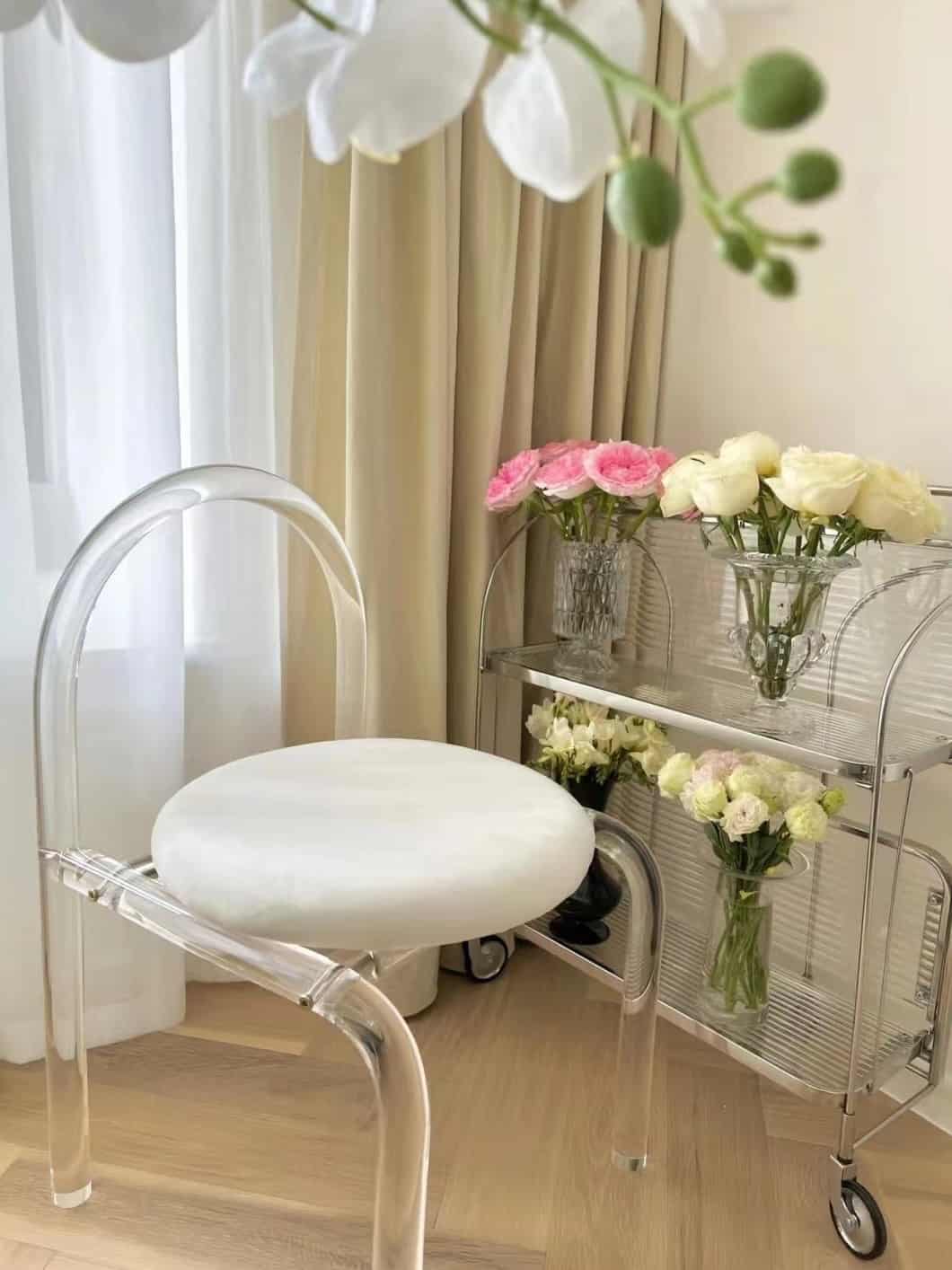 Ghế ăn Crystal Chair trong suốt đệm nhung CXS6812 8