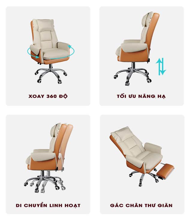 Ghế da văn phòng tựa lưng chân xoay LKQ6586 10