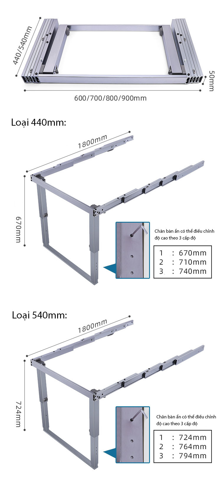 Phụ kiện bàn âm tủ kéo dài thông minh đa năng BTCL351 3