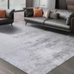 Thảm trang trí tơ lụa màu xám hiện đại FDC6854