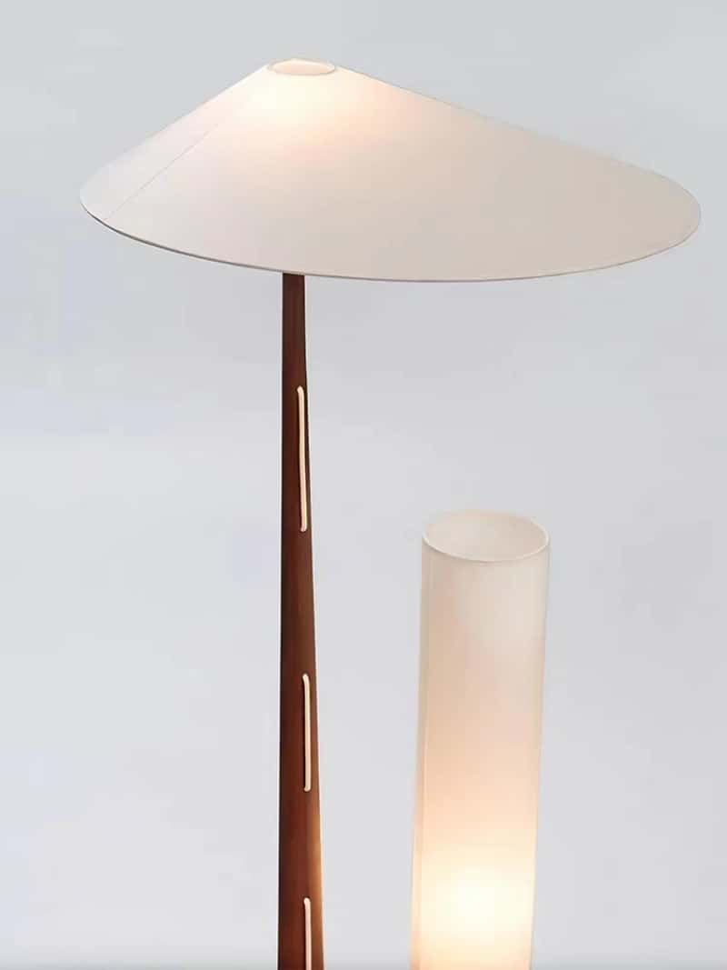 Đèn sàn thân gỗ 2 đầu đèn vải hiện đại sáng tạo HX8995 12