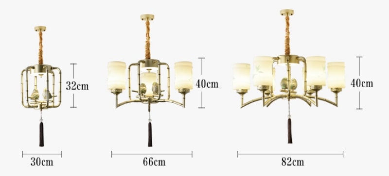 Đèn thả trần kiểu dáng chim đậu cành tre T5766 18