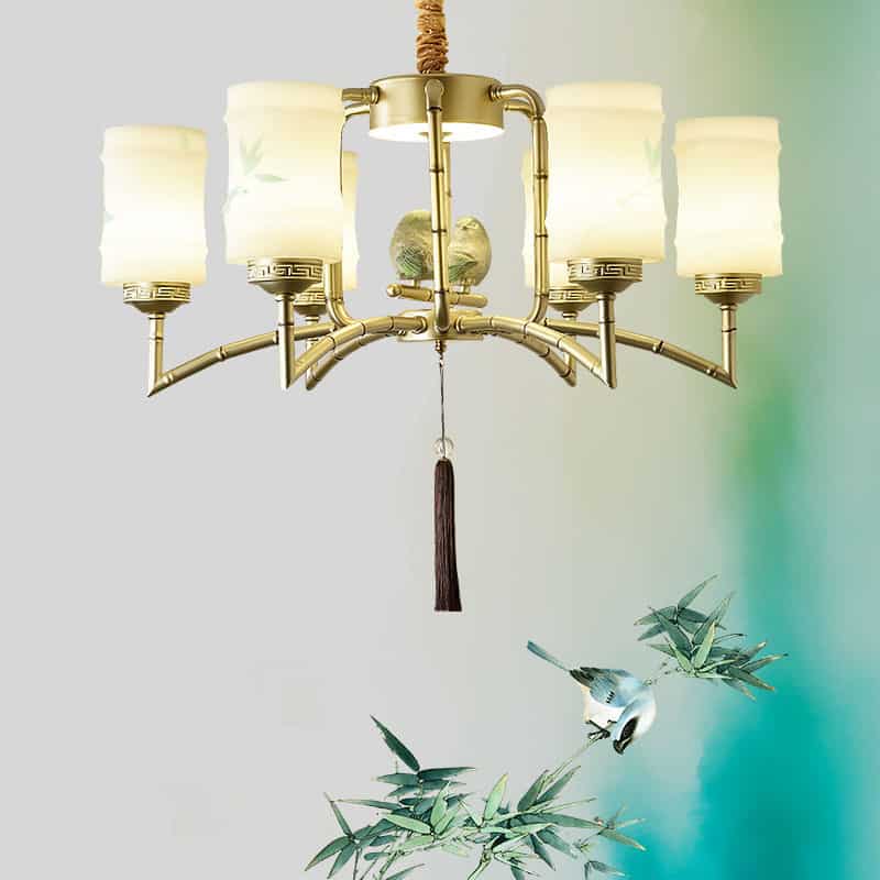 Đèn thả trần kiểu dáng chim đậu cành tre T5766 3
