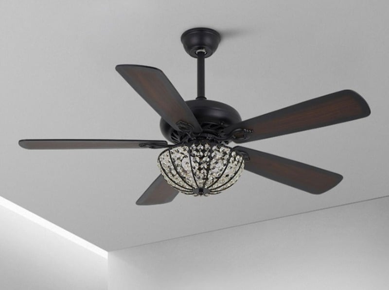 Quạt trần đèn cánh gỗ chao pha lê sang trọng FA1695 4