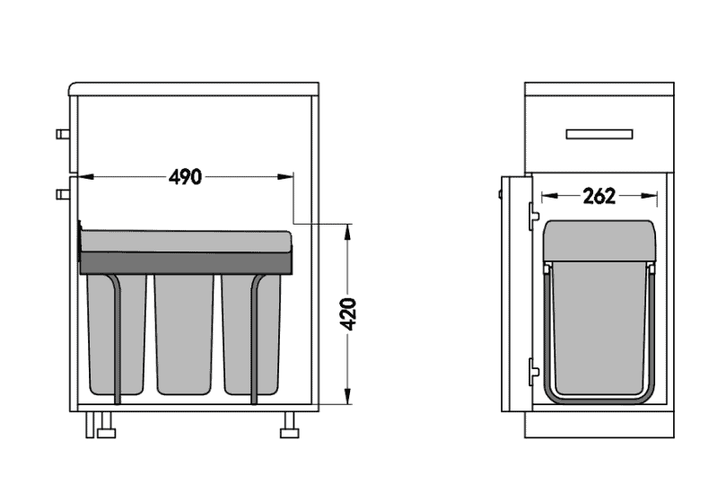 Thùng rác âm tủ ba ngăn loại 30 lít Taura DB-310 7