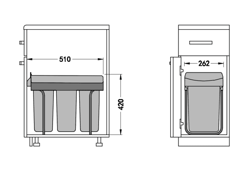 Thùng rác âm tủ ba ngăn loại 30 lít Taura DB-310 3