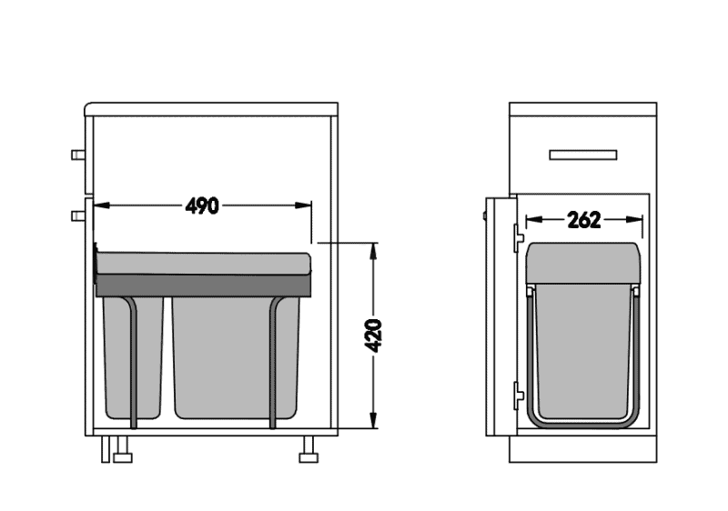Thùng rác âm tủ hai ngăn loại 30 lít Taura DB-30 7