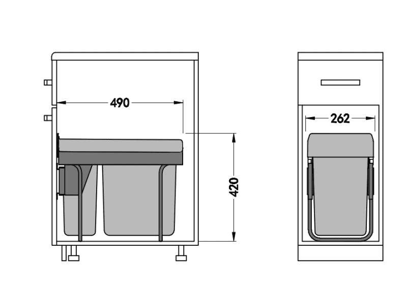 Thùng rác âm tủ hai ngăn loại 30 lít Taura DB-30 9
