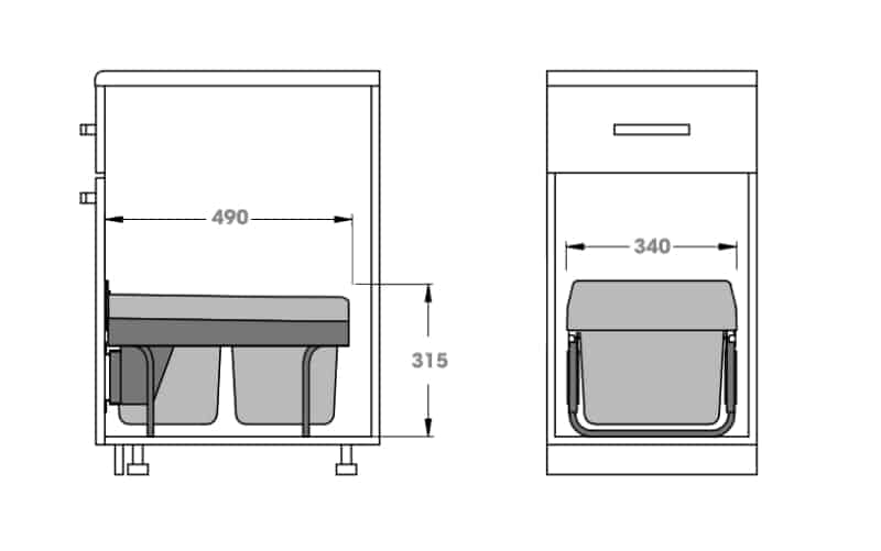 Thùng rác âm tủ cho tủ bếp thấp 315mm Taura DB-15 9