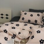 Bộ chăn ga gối cotton họa tiết hoa trà đen JJ2239B