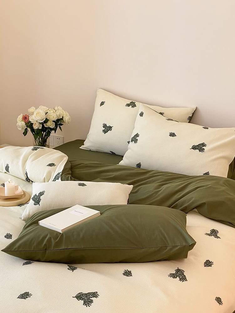 Bộ chăn ga vỏ gối vải cotton dệt waffle JJ1228 6