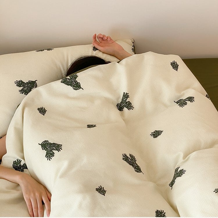 Bộ chăn ga vỏ gối vải cotton dệt waffle JJ1228 7