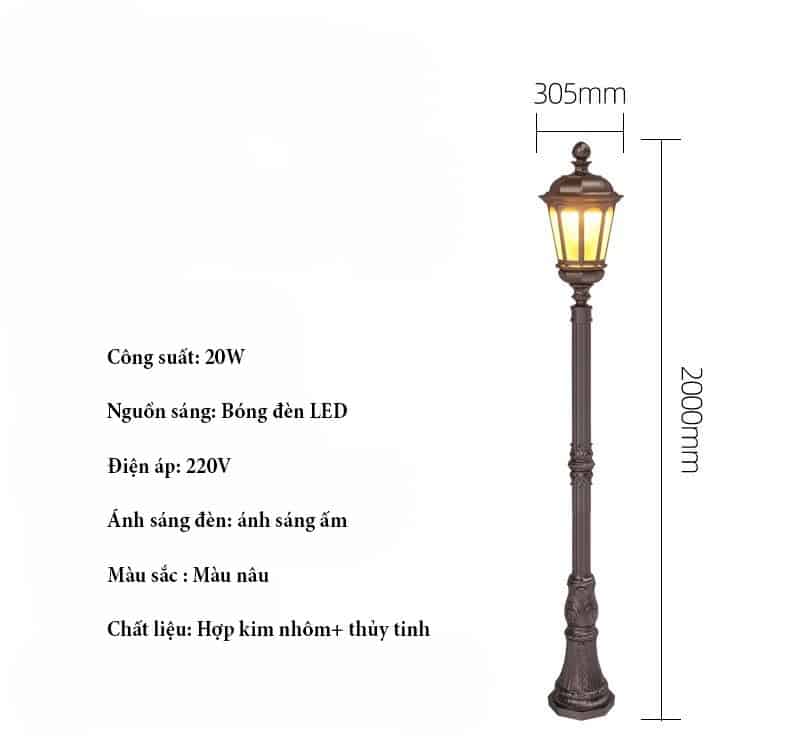 Cột đèn sân vườn ngoài trời kiểu Châu Âu WZ002 19