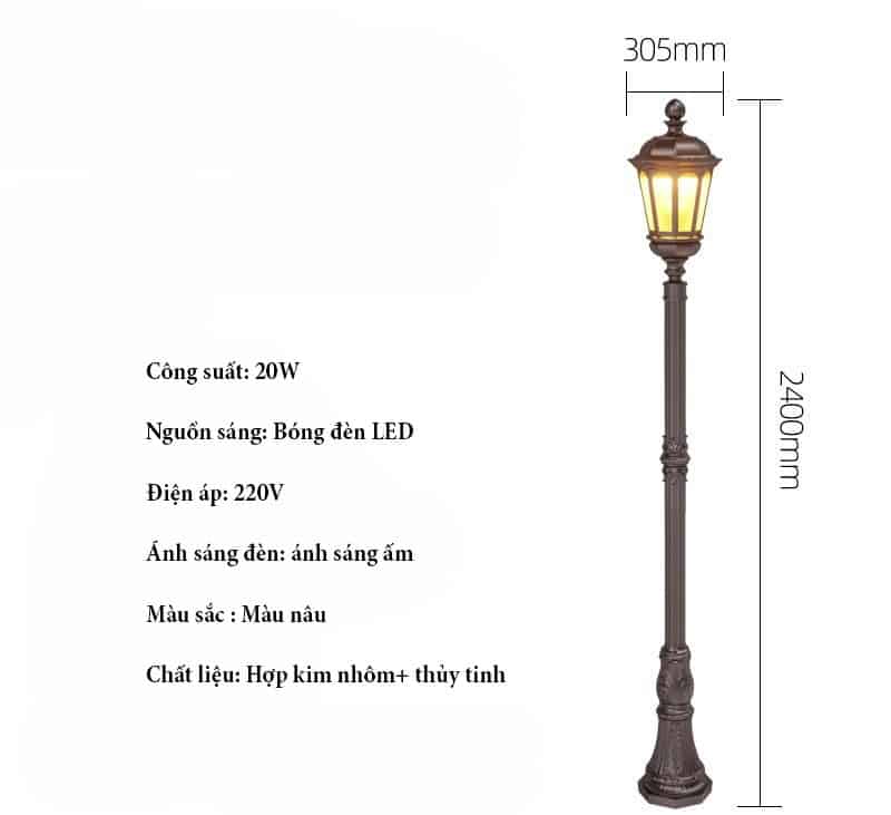 Cột đèn sân vườn ngoài trời kiểu Châu Âu WZ002 20