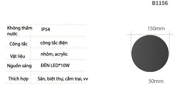 Đèn LED ốp tường ngoài trời MIROLAN B1156 15