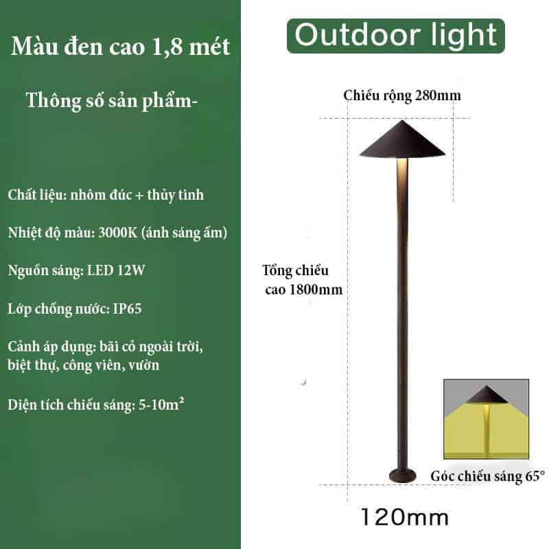 Đèn cắm cỏ hình nón chống thấm nước ZF6830 17