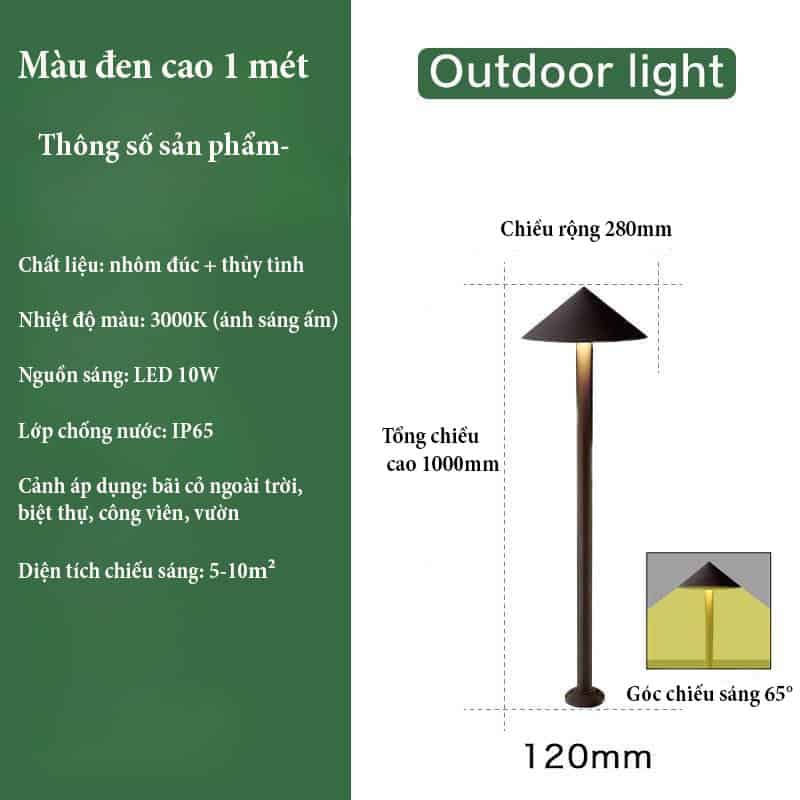 Đèn cắm cỏ hình nón chống thấm nước ZF6830 15