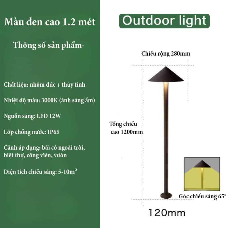 Đèn cắm cỏ hình nón chống thấm nước ZF6830 16