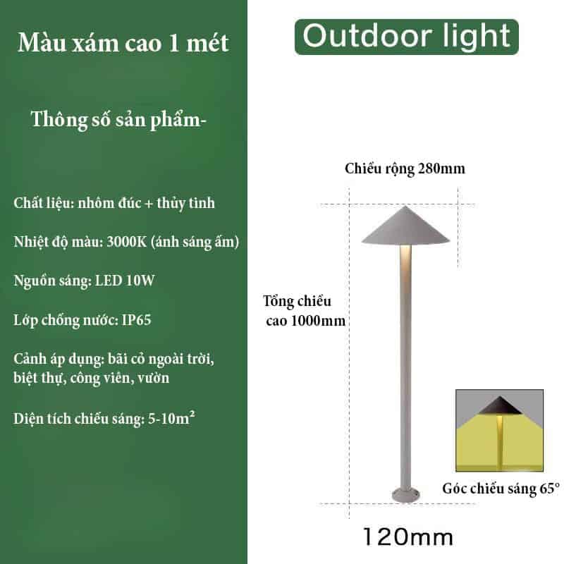 Đèn cắm cỏ hình nón chống thấm nước ZF6830 18