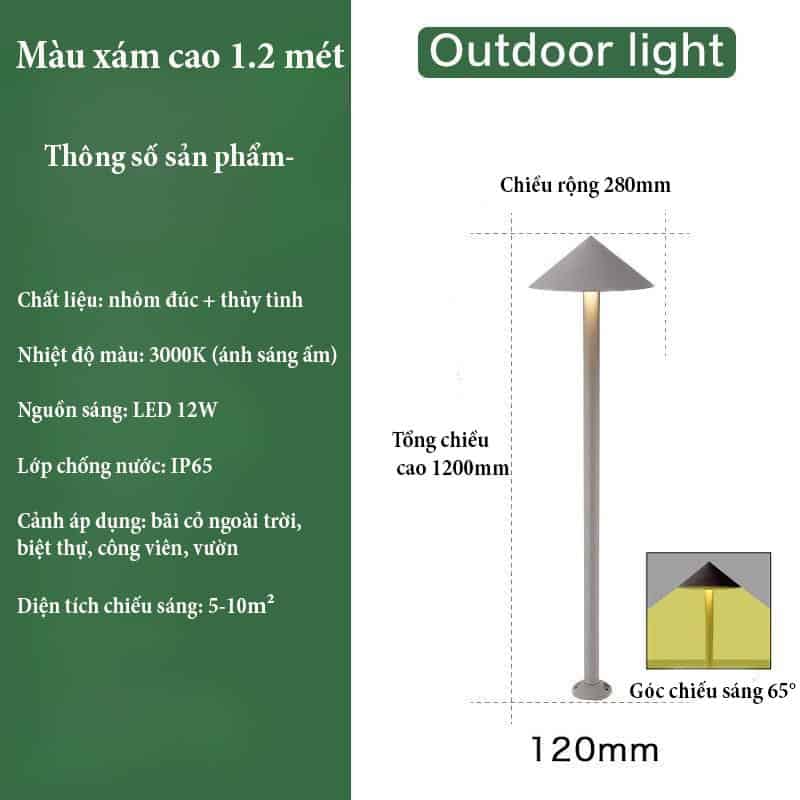 Đèn cắm cỏ hình nón chống thấm nước ZF6830 19