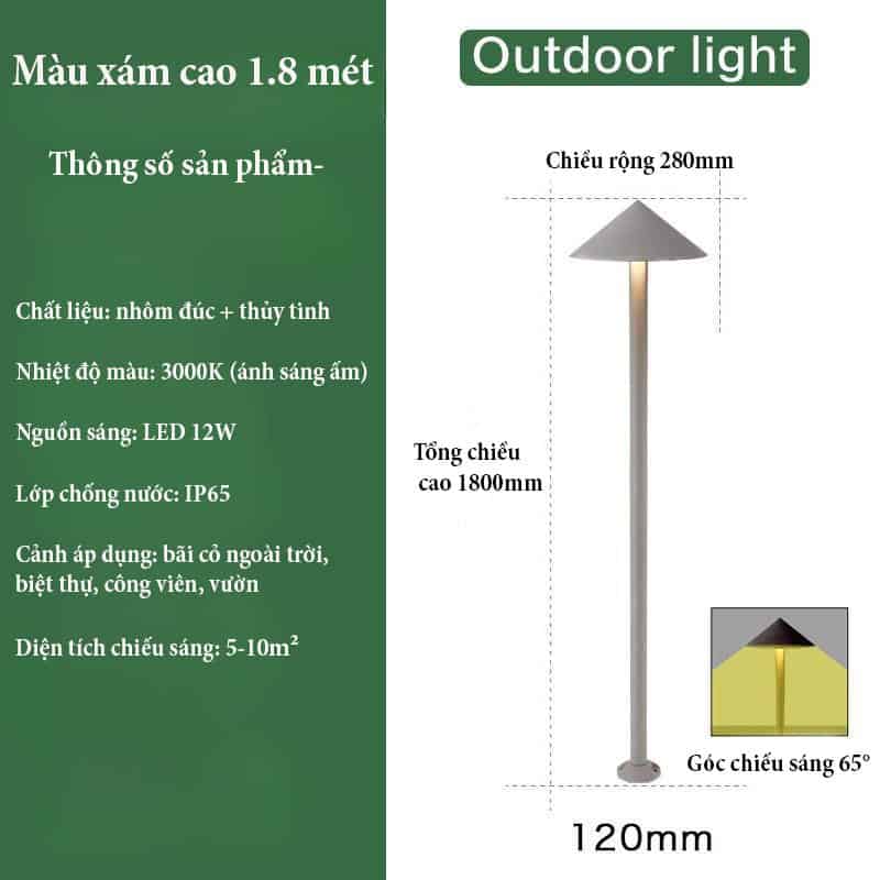 Đèn cắm cỏ hình nón chống thấm nước ZF6830 20